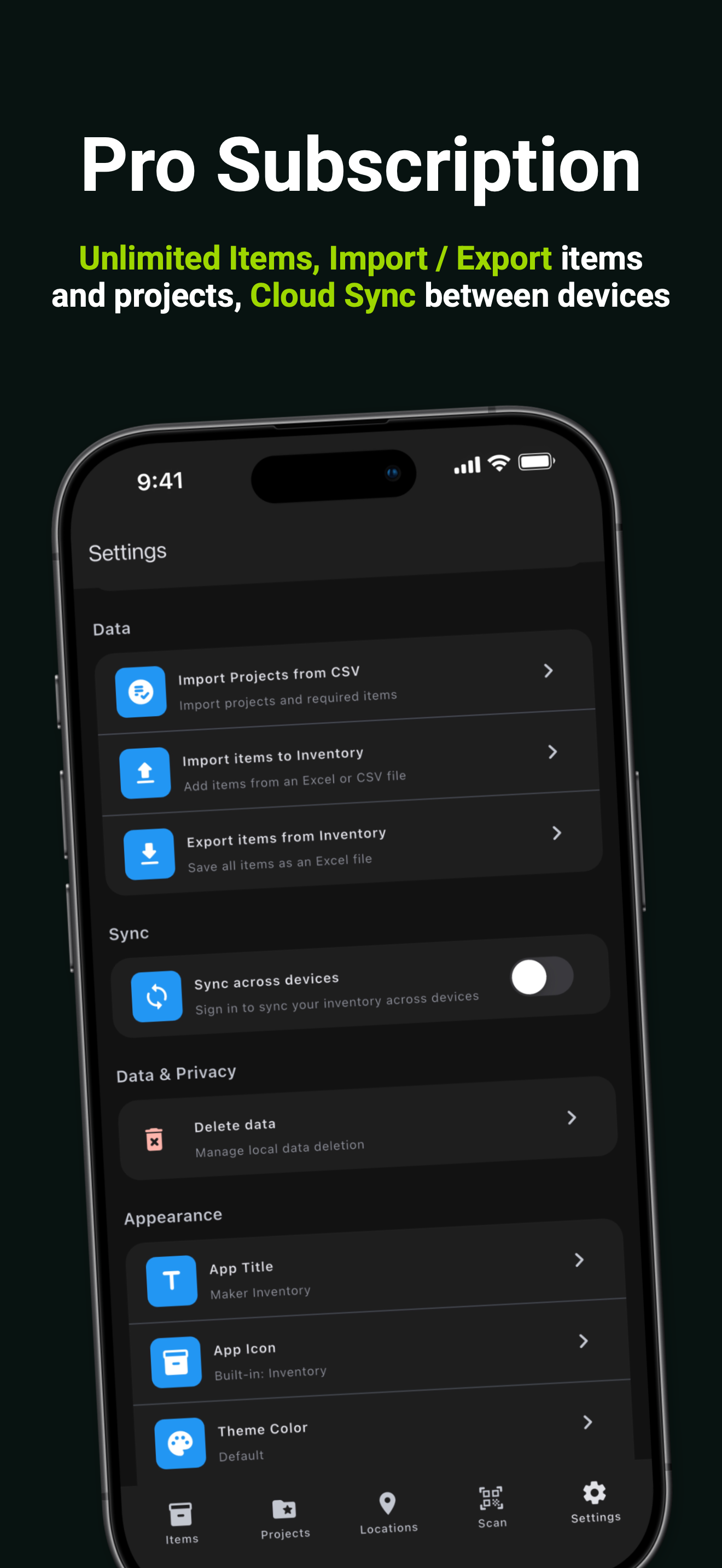 Maker Inventory screenshot: Projects